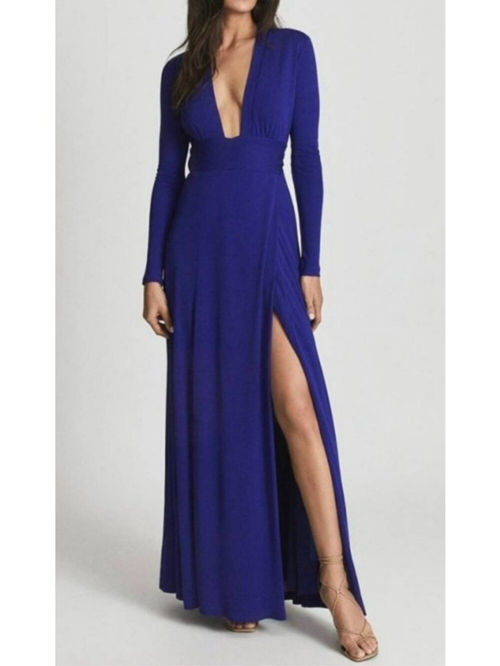 Reiss Wrap Cobalt Blue Backless Maxi Dress Size 4